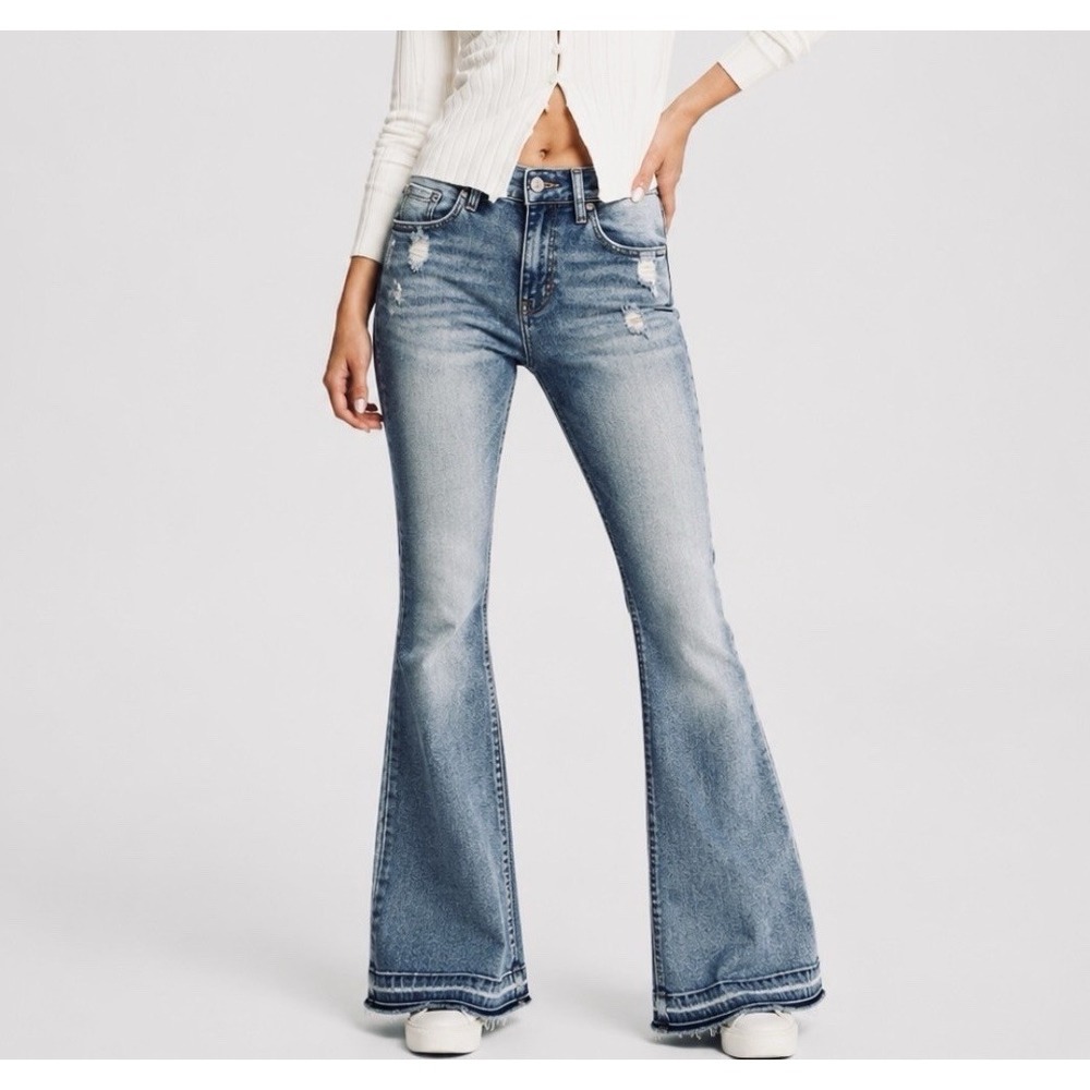 BKE Buckle BILLIE Slim Fit High Rise Super Flare Boot Jeans Blue Size 28x32